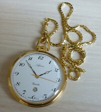 Alpina Taschenuhr vergoldet Quarzwerk eta V8 955 114 + Uhrenkette, swiss Made