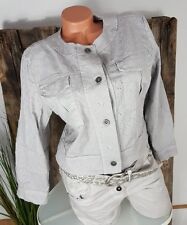 NEU ITALY COOLE SOMMER KURZ JACKE BOLERO LOCHMUSTER HELLGRAU XL 40 42