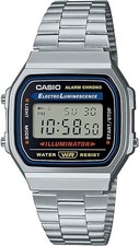 CASIO A168WA-1JA Illuminator Armbanduhr Uhr 35mm Edelstahl Digital Silber
