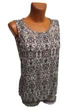 Comma dünnes Top M 38 Bluse langes Blusenshirt Chiffon ärmellos Shirt grau