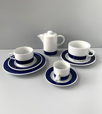 Tassen Kännchen KAHLA Andante Geschirr DDR Porzellan Kobalt Blauer Rand Mitropa