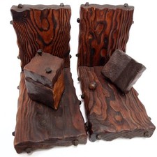 Buchstützen Buch Tintenfass Holz braun 2x Buchständer Bücherregal Bücherstütze