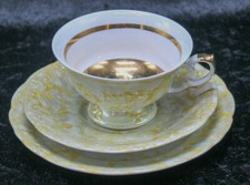 Gedeck gelb Porzellanmanufaktur Walbrzych in Polen 50er - 60er Jahre Mid Century