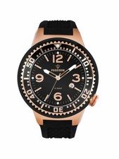 POSEIDON Unisex-Armbanduhr S Analog Silikonband UP00420 Schwarz/Rosé
