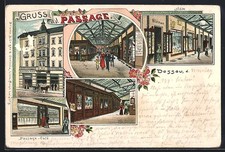 Lithographie Dessau, Passage, Passage-Café, Blumengeschäft 
