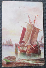 RAR  seltene AK  alter Zeit ca 1930 ! Gemälde altes Schiff Segelschiff auf See !