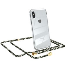 Für Apple iPhone Xs Max Hülle mit Kette Band Handy Case zum Umhängen Navy Grün