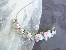 Harreif Kopfschmuck zur Kommunion Blumenreif Haarschmuck Blüten rosa Hochzeit