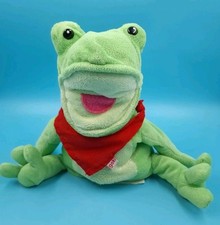 Goki Handpuppe Frosch Grün mit Halstuch 24 cm Stofftier Kasperle Theater