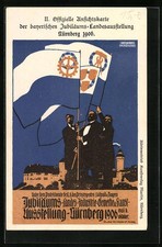 Künstler-AK Nürnberg, Bayerische Jubiläums-Landesausstellung 1906, Fahnen der Z 