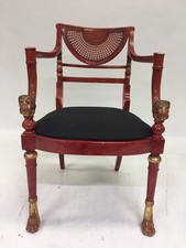 Antiker ? Sessel Löwenköpfen Italien Frankreich 1970 - 1990 ? Lack rot / Gold  