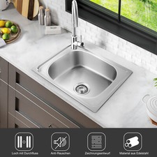 MIDORI® Edelstahl Einbauspüle Küchenspüle Spülbecken Ablaufgarnitur 40x50cm