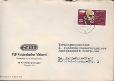 REICHENBACH Briefumschlag 1974 VEB Reichenbacher Weberei hochmodisch Anzugstoffe