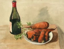 Stillleben mit rotweinflasche - stillleben,