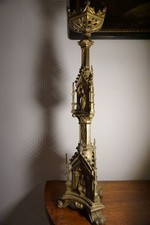 Alter Historismus Gotik Kerzenleuchter Bronze Figur Jesus Figur France 19. Jh.