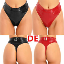 DE Damen Panties G-String Wetlook String Tanga Lackleder High Cut Höschen Short