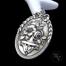 Antiker Jugendstil Anhänger Floral Perle Blumenbouquet 800 Silber Palmarum 1914