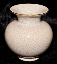 VintaGe 50er Vase Keramik  Craquele Keramik Goldrand Höhe 11 cm