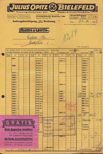 Bielefeld rechnung 1932 - bielefeld,,