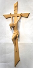 Wandkeuz modern, 22,5x50,5cm, Ahornholz mit Korpus, Kreuz, Christus schlicht