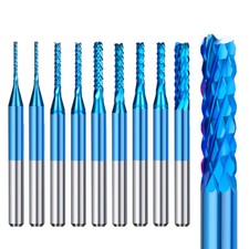 10Stk. VHM Schaftfräser Set 0.4-3.175mm CNC Fräser Für Stahl Metall Holz Acryl 