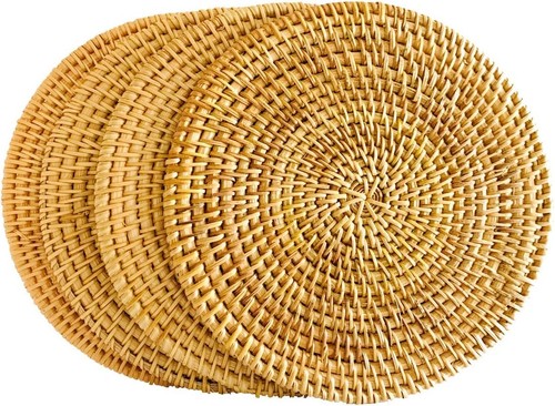 Rattan-Untersetzer-Set