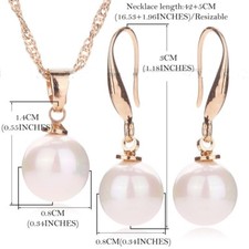 18K Gold /Halskette/Anhänger/Ohrringe Hochzeit Perlen Schmuckset Brautschmuck