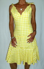 Blutsschwester Blutsgeschwister Kleid gelb-weiß kariert  Gr. XS *NEU*