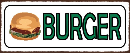 Blechschild 27x10 burger - blechschild,