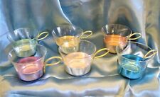 Nierentisch 6 Teegläser Glas Metalleinsatz flieder bleu mint gold gelb silber 