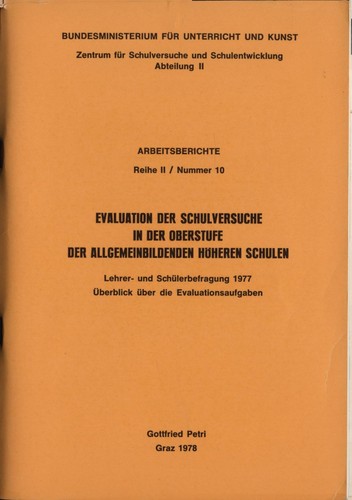 Evaluation der schulversuche - evaluation,