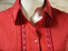 Tru Damen Bluse 40 Rot Taft Langarm