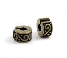 2 Metallperlen Clip bronze Ø