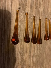 Murano 70er Bernsteinfarben 6 Glastropfen 11 cm Behang