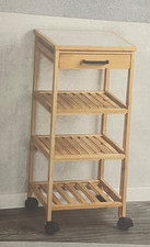 Servierwagen Küchenwagen Rollenwagen 34x34x73cm Bambus Bastelwagen mit Rollen