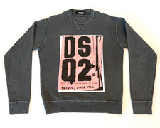 Originales Dsquared2 DSQ2 Langarm Sweatshirt Gr. M Washed Grey Grau Pink