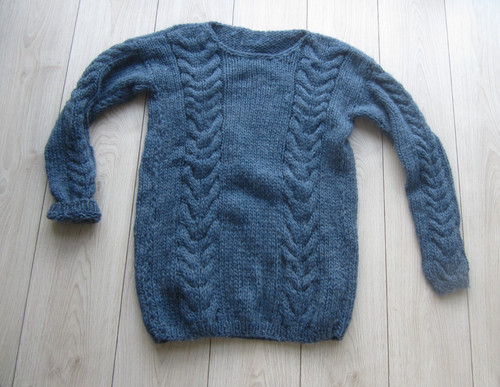Pullover grobstrick blau mit - pullover,,