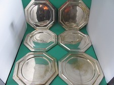 6 Metall Platzteller 8 eckige 28,5 cm x 28,5 cm silber-farbig