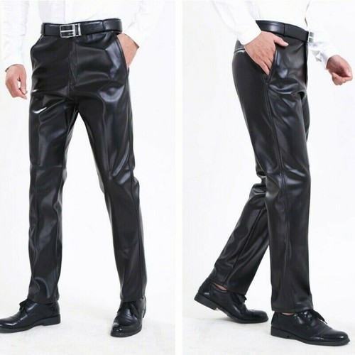 Herren kunstleder hose gerade - kunstleder,