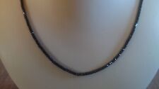 Edelsteinkette Schwarzer Spinell, neu, 45 cm, Silberverschluss u. verl