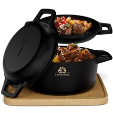 Gusseisen Topf – 2in1 Bräter mit Deckel 4,8L - Schmortopf Emailliert/Eingebrannt