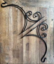 Vintage 2 Gardinen(Stangen)-Halter aus Gussmetall (schwarz)