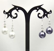 2 Paar Farbe Gold Edelstahl mit Glas-wachs-Perlen-Ohrringe Perlen Ø 12 mm Neu