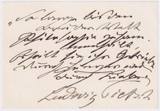 Ludwig Pietsch Maler Zeichner Autograph Handschrift Schiller Zitat 1903