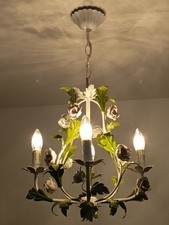 Vintage Metall Porzellan Rosen Kronleuchter Shabby-Chic Selten