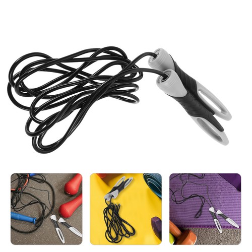 Black fitness jump rope - black,