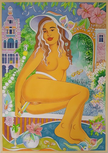 Erotik grosses aquarell x - 50,