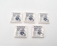 LEGO Zeitung Fliese bedruckt 5 STK Daily Brick 2x2  City Donut NEU