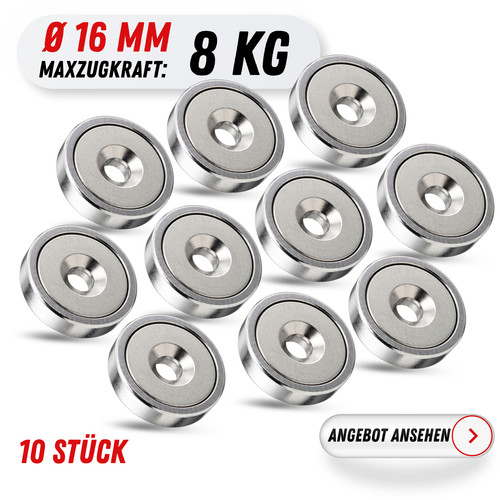 10x neodym magnete - magnete, loch