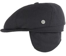 Bugatti Schirmmütze Herren Flatcap Wintercap Black Wool Earflaps Ohrenklappen